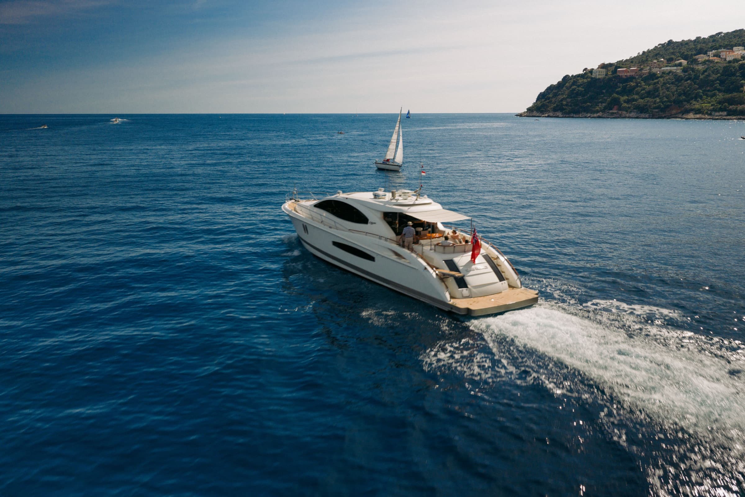 Sans Regret at sea, captured from the air