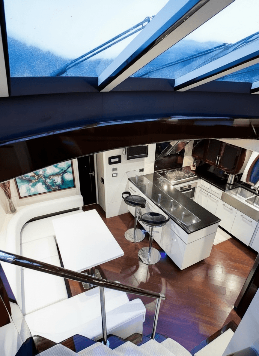 Salon and galley from the upper deck